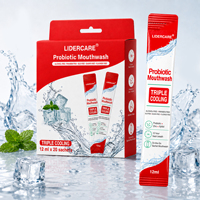 Soin buccal LIDERCARE au goût menthe triple fraîcheur, sachets de 12 ml de bain de bouche probiotique, design britannique, en stock