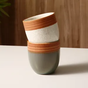 WEIYE-taza de cerámica de 3 pulgadas, taza de café de esmalte liso sin mango, cerámica Vintage mate, japonesa, canecas