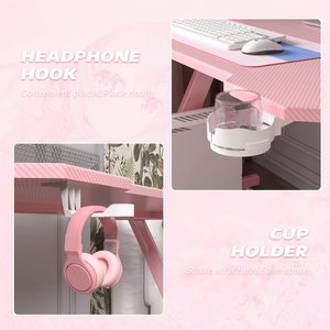 Muestra Gratuita, Diseño Personalizado de PC, Escritorio Rosa, Mesa de Computadora Económica para Juegos en Casa, Escritorio para Juegos en Forma de Z - Product Image 4