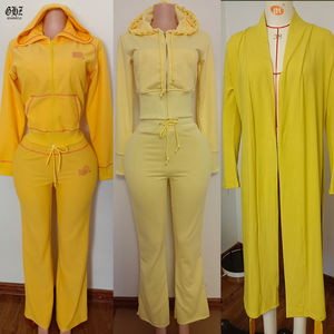 Y2K Dames Op Maat Gemaakt Logo Herfst Sport Fitness Jack Set Geborduurde Breiwerk 2-delige Trainingspakken met Uitlopende Broeken - Product Image 4