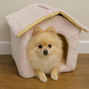 Cuccia morbida imbottita per cani e gatti, letto caldo da interno con motivo a stelle, taglia piccola - Product Image 4