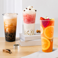 Gobelets rigides en PP transparent givré de qualité supérieure avec logo personnalisé imprimé UV, jetables, avec couvercles, pour smoothies et bubble tea