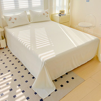 Set Sprei Katun Bersertifikat Oeko-Tex 4 Buah Minimalis Warna Solid Bordir Set Sarung Selimut Set Sprei untuk Rumah