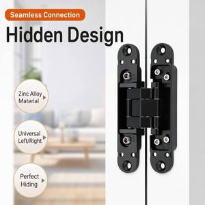Bisagra Oculta Ajustable en 3D de 180 Grados, 130x25mm, 40kg, Aleación de Zinc, Negro Mate, Bisagra Invisible para Puertas de Madera de Villas y Hoteles - Product Image 3