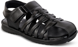 Fashionable Genuine Leather Men <b>Slip</b> On Sandals with Durable Rubber Sole Soft Comfort Insole and Elegant Solid Pattern for Daily - Product Image 6