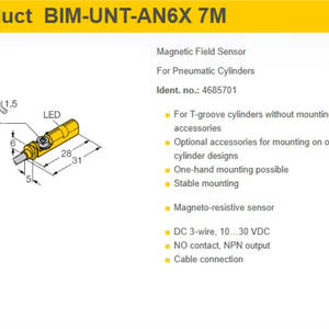 Sensor Magnético de Efecto Hall Turck Original Nuevo, BIM-EM12E-Y1X BIM-UNT-AP7X-0.3-RS4 BIM-UNT-AN6X 7m - Product Image 6