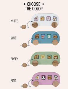 PAFU Bus en bois personnalisé, cadeau de premier anniversaire pour bébé garçon et fille, <span class=keywords><strong>voiture</strong></span> jouet avec nom personnalisé pour tout-petits et cadeau de baptême - Product Image 6