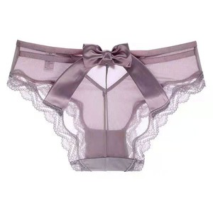 String en dentelle, culotte sexy de style européen et américain, grande nœud papillon pour femme, dos ajouré, culotte confortable en soie glacée, érotique - Product Image 2