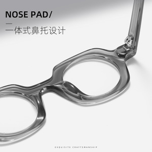 กรอบแว่นตาอะซิเตททรงไม่สมมาตร ยูนิเซ็กซ์ กรอบเต็ม เลนส์ใส ผลิตที่ตานหยาง - Product Image 2