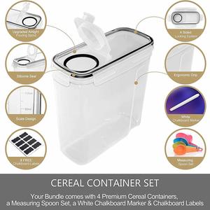 2 Pack <b>Plastic</b> PP Food Storage <b>Containers</b> (6.3L/213oz) with Stickers Pen Pantry <b>Cereal</b> Bottles & Jars Lids - Product Image 4