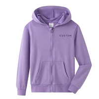 Sweat à capuche unisexe violet personnalisé OEM avec fermeture éclair intégrale, manches longues et poche kangourou, vêtements vierges, vente en gros, fournisseur direct d'usine