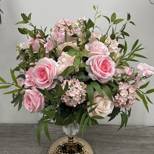 Vente en gros de boules de fleurs artificielles de 30 cm, petites boules de fleurs roses et vertes, centres de table pour les mariages et les fêtes - Product Image 2