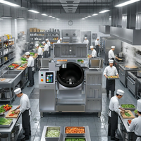 Robot de cuisine électrique intelligent futuriste pour bunker souterrain, design science-fiction avancé, économe en énergie, chef robotique moderne