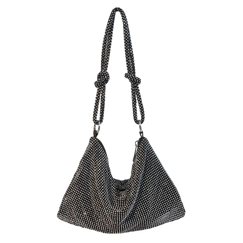 Less MOQ Party Sparkly Women's Crossbody Bags Glitter Rhinestone Bucket Shoulder Handbags Sling Purse Crystal Evening Bag