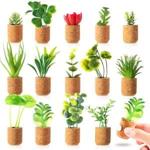 Mini Succulent Pot Creative Small Decoration Fridge Magnets Simulation Landscape Succulent Pot Flower Plants Fridge Magnets