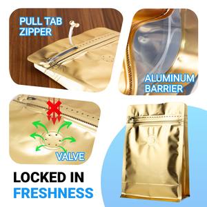 알루미늄 호일 플랫 바닥 커피 파우치 250g 500g 1kg 퇴비성 생분해성 커피 콩 8 면 씰 지퍼 백 - Product Image 2