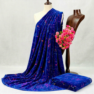 Premium Multicolor Foil Printed Velvet Fabric Fashion Apparel Dresses Garments Home Decor Textile Material - Product Image 1