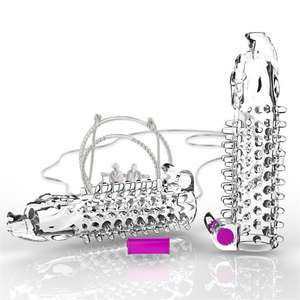 Großhandel Hot Selling Silikon Spike Crystal Vibration Kondom Transparente Vibrations hülse für Männer - Product Image 4