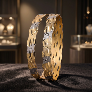 Bracelets CNC bicolores plaqués or en gros, Bijoux de mode, Bracelets CNC traditionnels, Cuivre et laiton plaqué or bicolore - Product Image 6