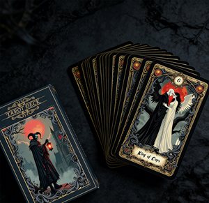 Cartes <span class=keywords><strong>de</strong></span> tarot personnalisées en gros, 78 cartes <span class=keywords><strong>de</strong></span> tarot <span class=keywords><strong>de</strong></span> luxe avec dorure or foncé et boîte rigide, cadeau pour les amateurs <span class=keywords><strong>de</strong></span> tarot et la revente - Product Image 4