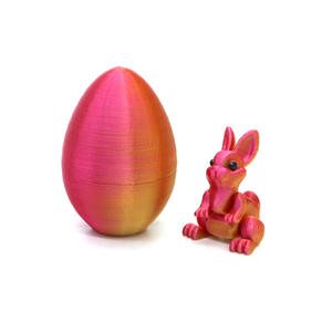 Jouet lapin articulé et flexible imprimé en 3D, décoration de Pâques pour la maison et le bureau, et garniture de panier de Pâques, mini-œuf en soie avec oreilles de lapin - Product Image 6
