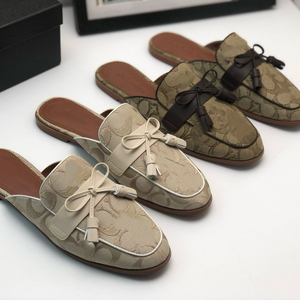 Chaussons décontractés classiques et élégants pour femmes en toile avec nœud et lettres rétro, légers, respirants, confortables au quotidien et antidérapants - Product Image 2