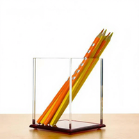 Boîte de rangement pour fournitures scolaires en acrylique transparent, forme rectangulaire, multifonctionnelle, minimaliste, porte-stylos et crayons