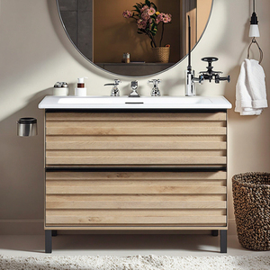 Meuble-lavabo de salle de bain moderne en MDF résistant à l'eau de 24 pouces avec lavabo et armoire (bois clair) |   Prêt à être expédié aux États-Unis |   Offre du <span class=keywords><strong>Black</strong></span> <span class=keywords><strong>Friday</strong></span> - Product Image 3