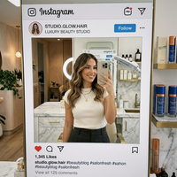 Miroir selfie Instagram personnalisé, grand miroir pour les réseaux sociaux, pour salon de coiffure, salon de beauté, photomaton