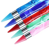 Hadiy - Pincel Profesional de Silicona de Doble Punta y Herramienta para Recoger Diamantes de Imitación para Uñas con Pelo de Kolinsky y Mango Metálico