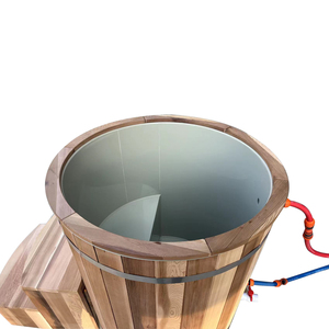 2 người Thùng zhongye thương hiệu thiết kế truyền thống gỗ tuyết tùng đỏ thép không gỉ ngoài trời tắm đá lạnh bồn tắm nóng 3 năm - Product Image 2