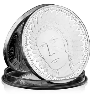 Moneda de recuerdo plateada coleccionable con patrón de águila de la Unión de América del Norte, colección de totemismo indio, moneda conmemorativa