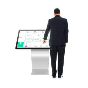 Terminal de libre-service à écran incurvé, PC tout-en-un, kiosque multimédia interactif multi-touch sur pied, SK-24A-QZD01 - Product Image 1