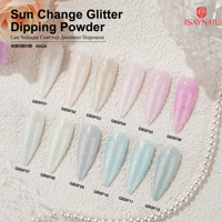 Poudre à ongles colorée à séchage rapide poudre à tremper pailletée à changement de soleil personnalisée vente en gros