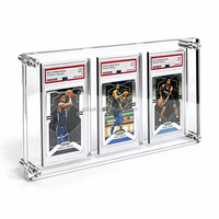 Support de Présentation Magnétique de Bureau en Acrylique Transparent à 3 Emplacements pour Cartes de Collection Gradées, Idéal pour les Collectionneurs de Cartes Sportives et TCG, Présentoir de Détail