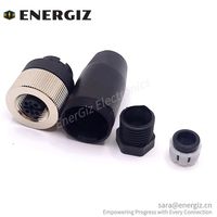 Connecteur femelle droit en plastique automobile EnerGiz Electronics M12 à code A, 4 broches, avec placage or cuivre, 4A 250V