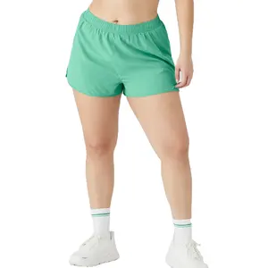 编织步幅短裤跑步健身房加大码高胸复古拉链口袋女式运动短裤