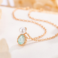 Ensemble de bijoux pour femmes en gros, 3 pièces, plaqué or, avec zircon vert clair en forme de goutte, collier, boucles d'oreilles et bague