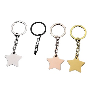 Personalized <b>Customization</b> Laser Engraving logo Printing Stainless Steel Photo Pentagram Blank Material Metal <b>Keychain</b> - Product Image 1