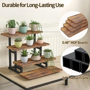 Présentoirs en <span class=keywords><strong>bois</strong></span> à 4 niveaux avec cadre métallique, ensemble de table à dessert antidérapant et stable pour la présentation de gâteaux, cupcakes et snacks - Product Image 3