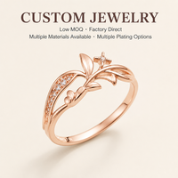 Bagues en métal personnalisées Mosen en gros, or rose, motif feuille de vigne, étoile du Nord à quatre branches, pavé de zircone cubique, bijoux alignés