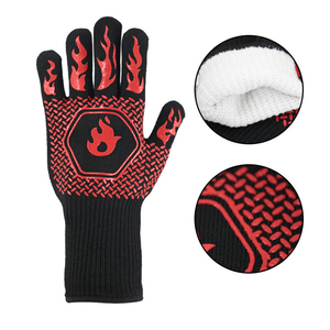 Wholesale 800c/1472℉ Heat Resistant Silicone Kitchen Mitts Non-Slip Oven for <b>BBQ</b> Grilling Cooking Baking - Product Image 4