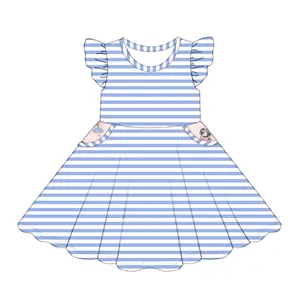 Tela de algodón orgánico con patrón de logotipo personalizado, 28 días, OEM, ODM, OBM, último diseño, ropa de bebé, vestido de niña bebé, 2023