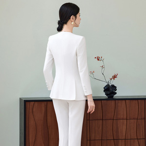 Women's Double-Breasted Wide-Leg Suit Set Solid Color Polyester Spring Work Casual Suit - Product Image 4