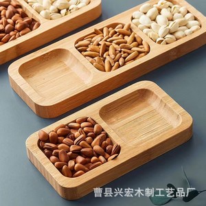 Wooden Divided <b>Tray</b> For <b>Snacks</b> And Fruits 2 3 4 Compartments Home Hotel Use Solid Color - Product Image 4