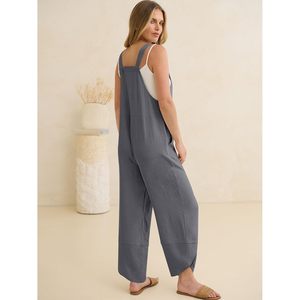 Anrabess Combinaison Capri décontractée d'été pour femme, bretelles réglables, coupe ample, taille haute, respirante, pour un usage quotidien - Product Image 6
