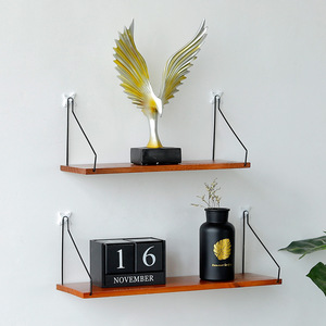 Art Wooden <b>Wall</b> <b>Mounted</b> <b>Shelf</b> Rectangle Single Layer No Drilling Required Home Decor Bookshelf - Product Image 4