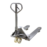 Chariot à palettes manuel hydraulique Uni-Silent 2 tonnes en acier inoxydable, chariot élévateur à fourche robuste pour entrepôt YY550N-2T-ST