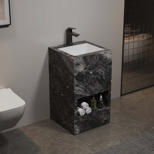 Offre Spéciale : <span class=keywords><strong>Meuble</strong></span> de Salle de Bain Moderne pour Hôtel, <span class=keywords><strong>Colonne</strong></span> Unique Autoportante avec Lavabo Intégré et Plateau en Pierre, Prix Abordable - Product Image 3