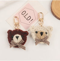 Mini ours en peluche avec nœud, porte-clés, accessoire de bricolage, cadeaux d'anniversaire, petits porte-clés ours en peluche, breloques de sac